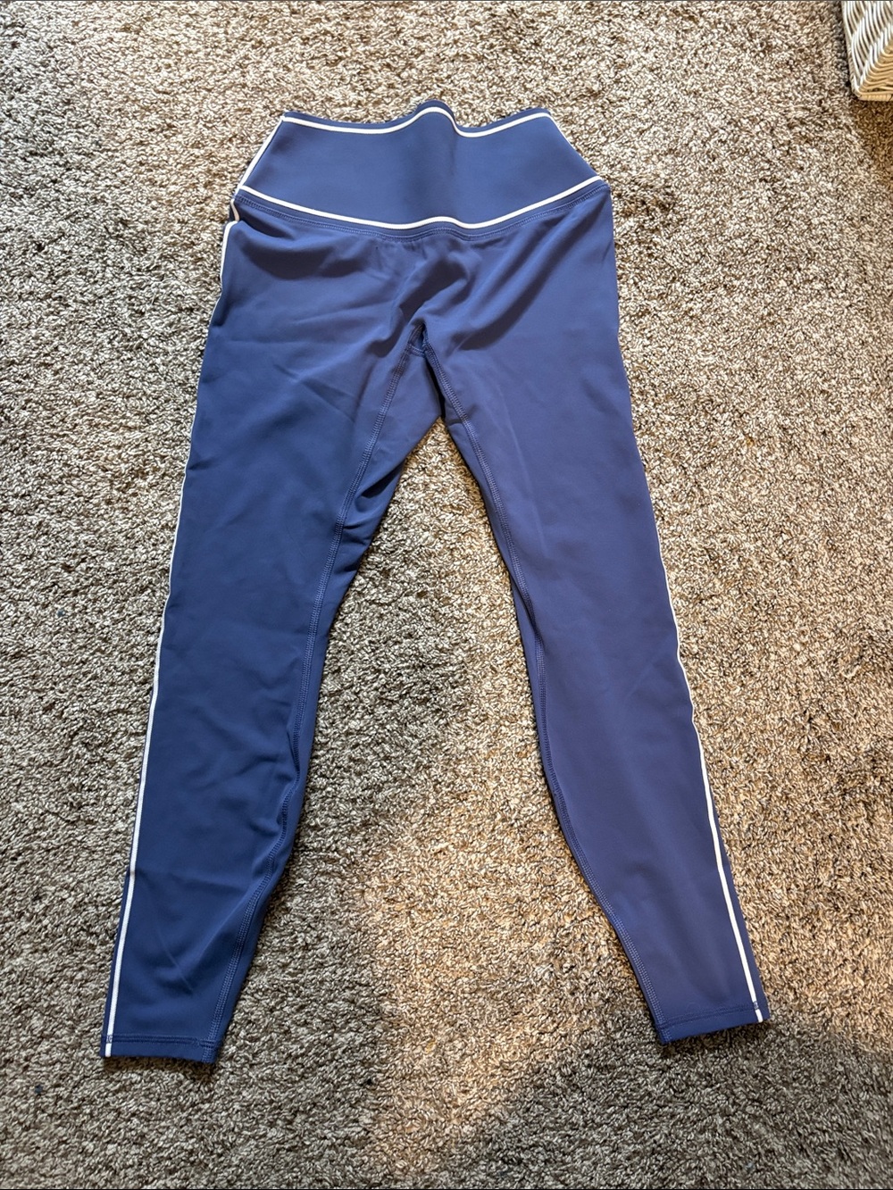 Fabletics Purple Leggings with White Side Trim